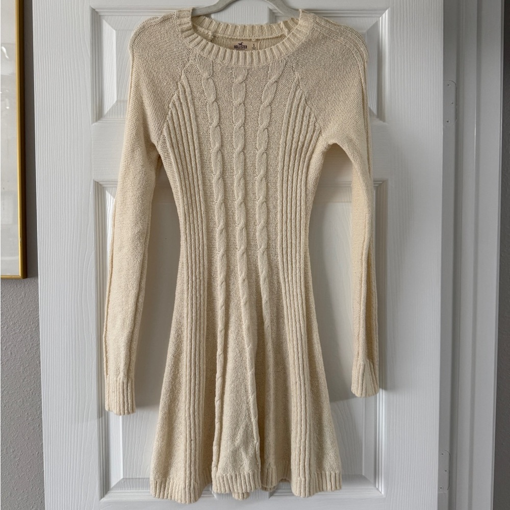 Hollister Cream Cable Knit Sweater Dress